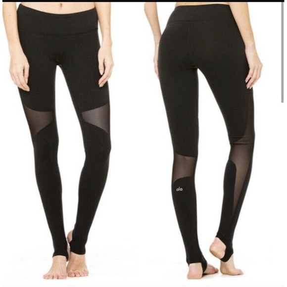 ALO Yoga Pants - ALO YOGA MId Rise  Black Coast Legging Mesh Stirrups Size S